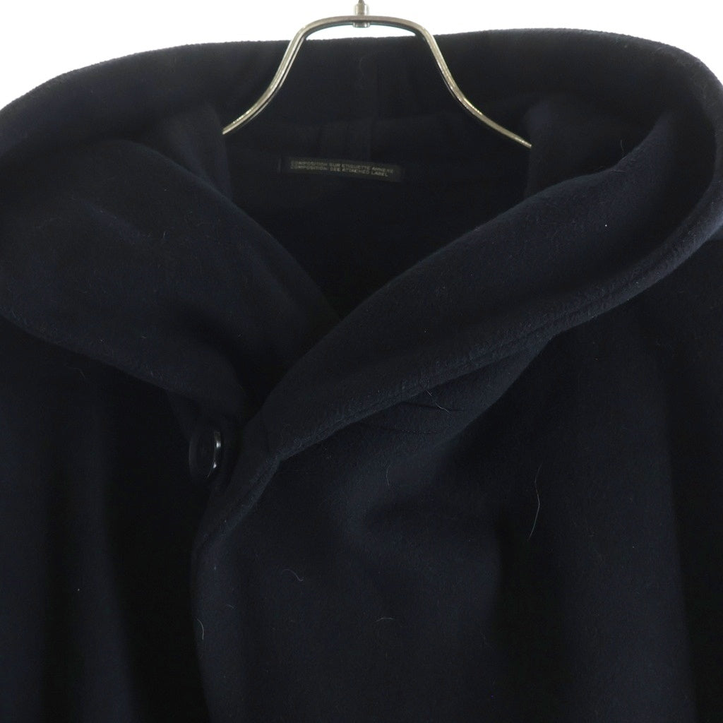Yohji Yamamoto POUR HOMME(ヨウジヤマモト プールオム) 12AW カシミヤ混 ベルト スナップボタン フーデッドコート ブラック HD-C12-119