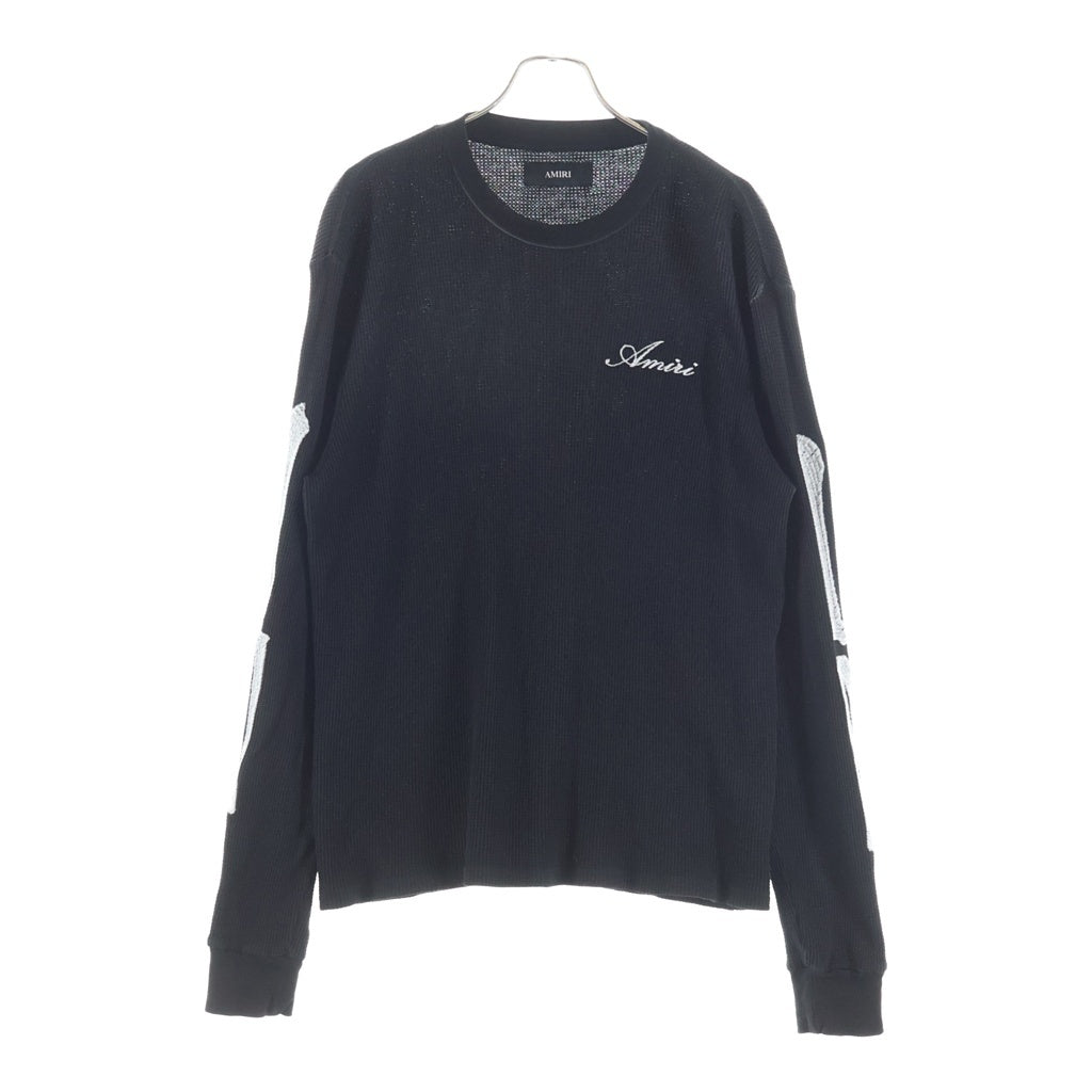 AMIRI(アミリ) 26SS BONES LONG SLEEVE TEE ボーン エンブロイダリー サーマル クルーネック ロングスリーブ カットソー ブラック AMTOJR1032