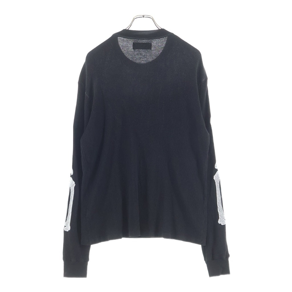 AMIRI(アミリ) 26SS BONES LONG SLEEVE TEE ボーン エンブロイダリー サーマル クルーネック ロングスリーブ カットソー ブラック AMTOJR1032