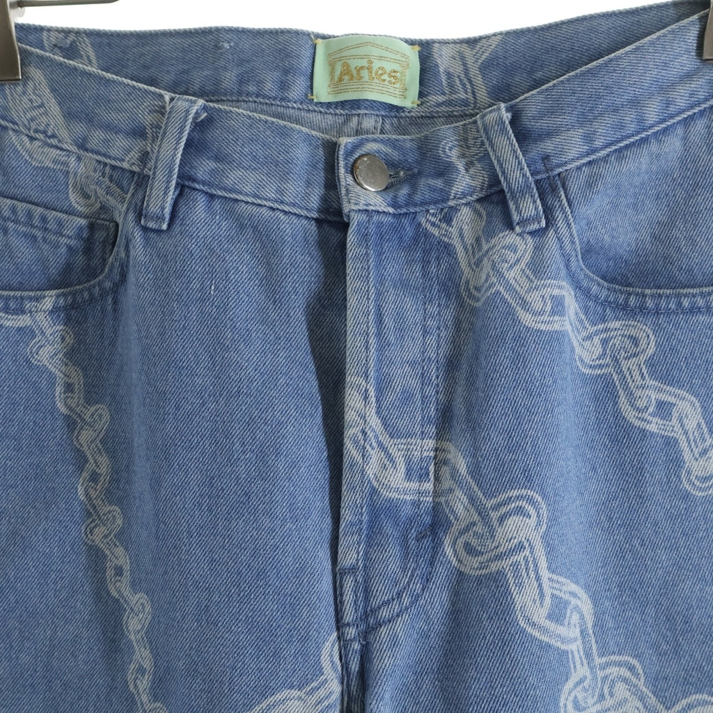 Aries(アリエス) LILLY CHAIN PRINT JEANS リリー チェーン プリント ボタンフライ デニム パンツ インディゴ FQAR30003 レディース