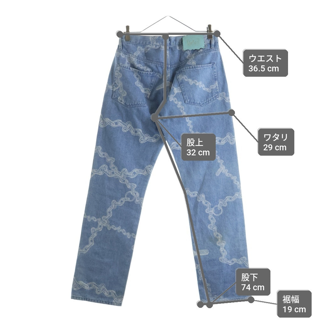 Aries(アリエス) LILLY CHAIN PRINT JEANS リリー チェーン プリント ボタンフライ デニム パンツ インディゴ FQAR30003 レディース