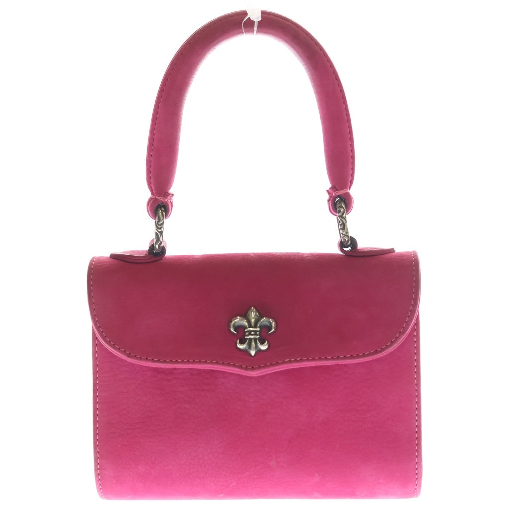 CHROME HEARTS(クロムハーツ) DOC ADAMS BSフレアモチーフ ヌバック スウェードレザー ハンドバッグ ピンク レディース