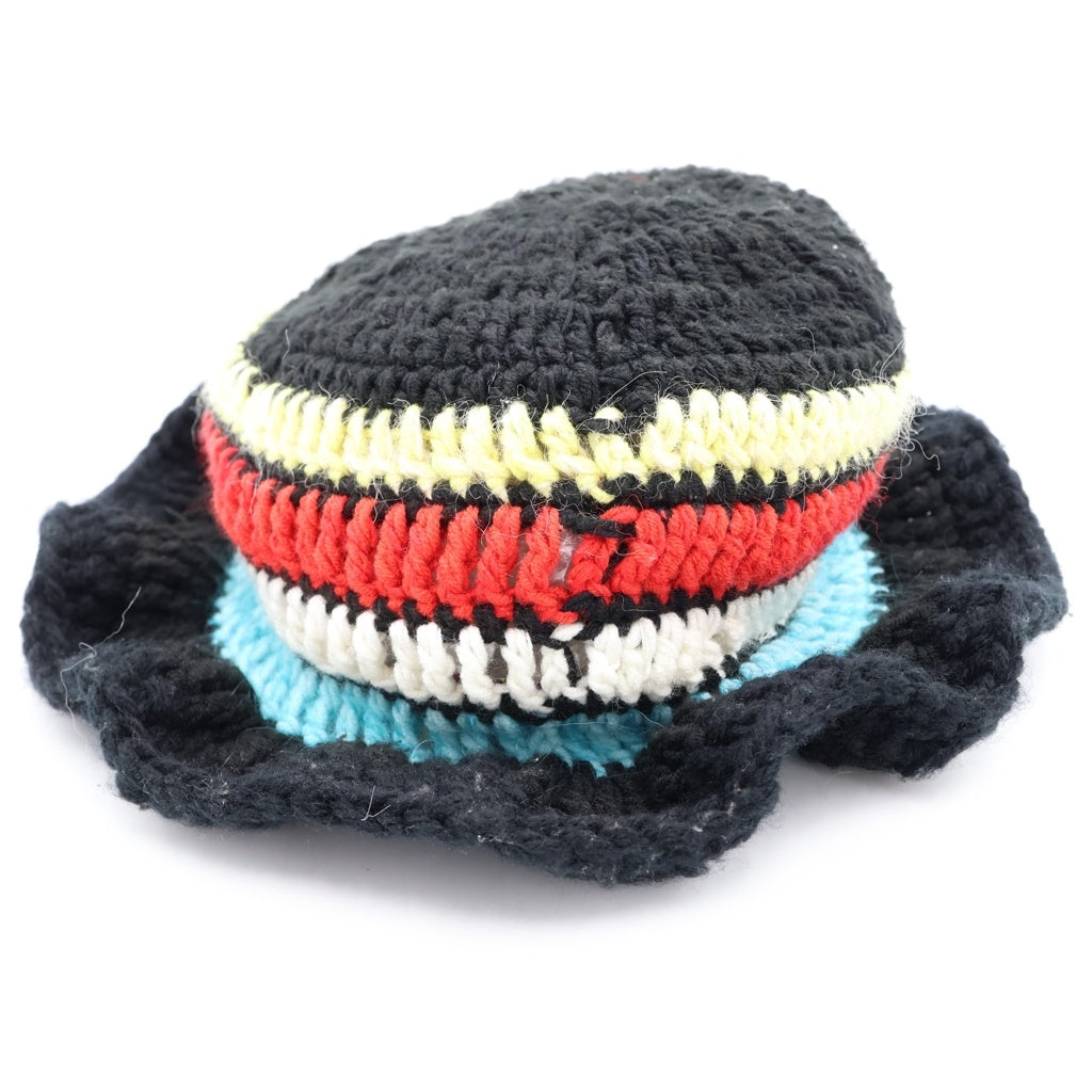 Y.A.R.N(ヤーン) KNITE HAT クロスパッチデザイン ニットバケットハット 帽子 ブラック