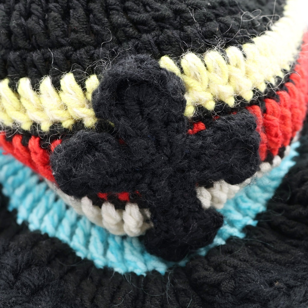 Y.A.R.N(ヤーン) KNITE HAT クロスパッチデザイン ニットバケットハット 帽子 ブラック