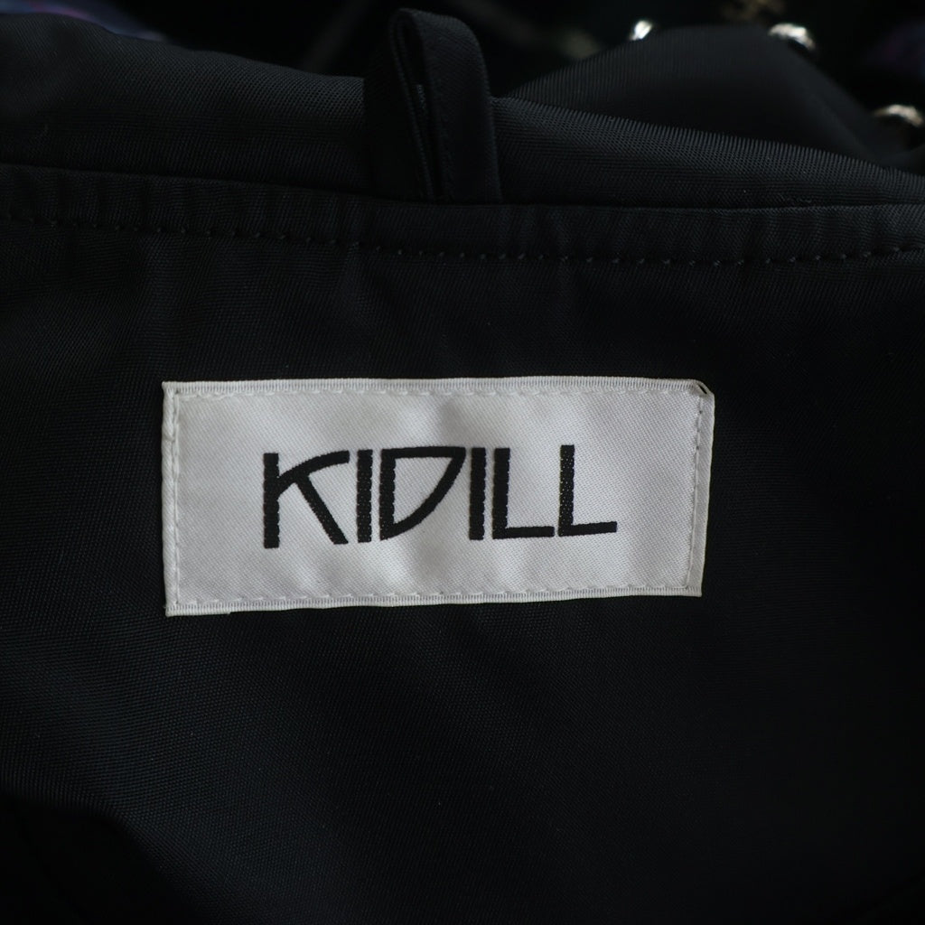KIDILL(キディル) 19SS PATCH MA-1 ダブルチェック バックデザイン フロントスカルロゴ ボンバージャケット ブルゾン ブラック KL340