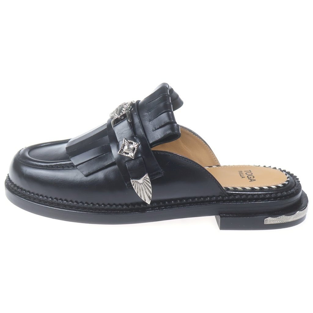 TOGA PULLA(トーガ プルラ) METAL PARTS MULE TASSEL LOAFER メタルパーツ ミュール タッセルローファー レディース ブラック 0222G
