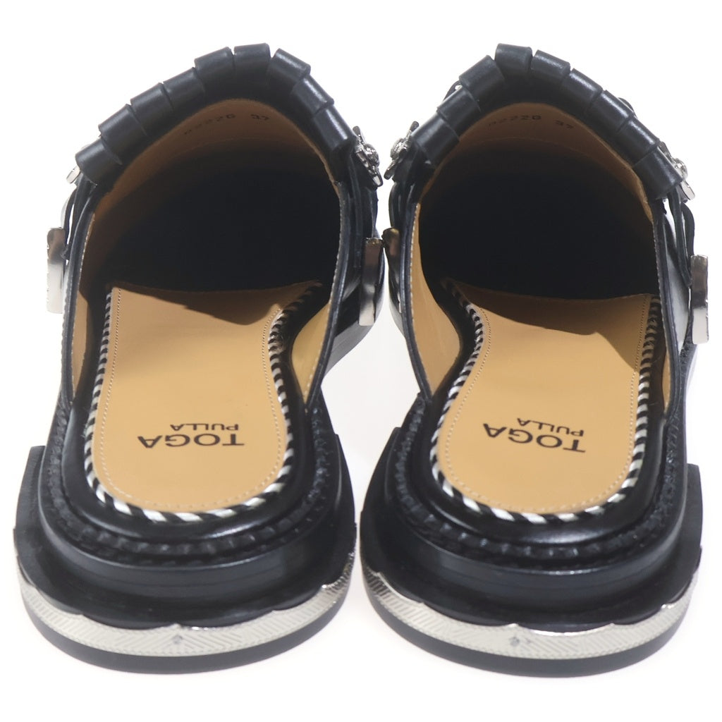 TOGA PULLA(トーガ プルラ) METAL PARTS MULE TASSEL LOAFER メタルパーツ ミュール タッセルローファー レディース ブラック 0222G