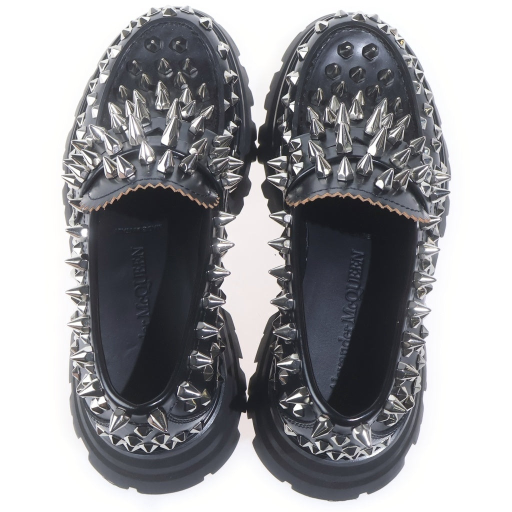 Alexander McQueen(アレキサンダーマックイーン) WONDER LOAFER シルバースパイクスタッズ 厚底 ワンダーローファー レディース ブラック 708062