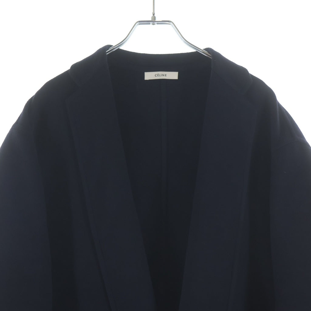 CELINE(セリーヌ) 15AW フィービー期 エッグクロンビー フロントオープン カシミヤコート レディース ネイビー 2 8H13/6700