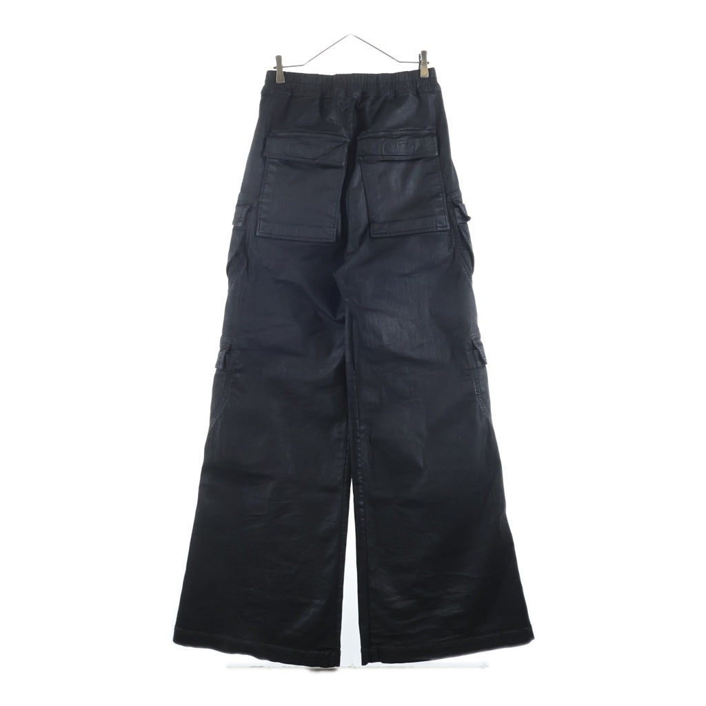 DRKSHDW(ダークシャドウ) 25SS DOUBLE CARGO JUMBO BELAS ダブル カーゴ ジャンボ ベラ コーティング ドローストリング ワイド パンツ ブラック DU01E3398-SBW