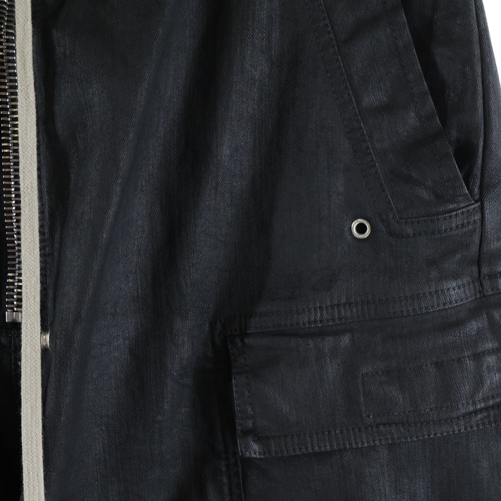 DRKSHDW(ダークシャドウ) 25SS DOUBLE CARGO JUMBO BELAS ダブル カーゴ ジャンボ ベラ コーティング ドローストリング ワイド パンツ ブラック DU01E3398-SBW