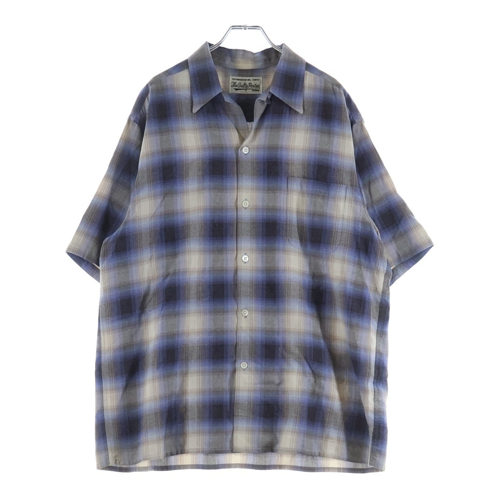 WACKO MARIA(ワコマリア) 24SS OMBRE CHECK OPEN COLLAR SHIRT S/S レーヨン オンブレチェック柄 半袖シャツ パープル 24SS-WMS-OC10