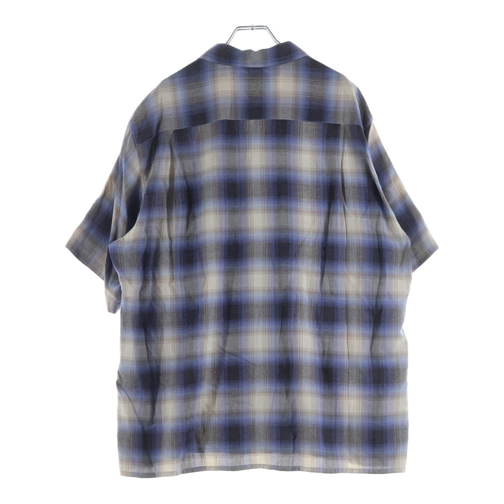 WACKO MARIA(ワコマリア) 24SS OMBRE CHECK OPEN COLLAR SHIRT S/S レーヨン オンブレチェック柄 半袖シャツ パープル 24SS-WMS-OC10