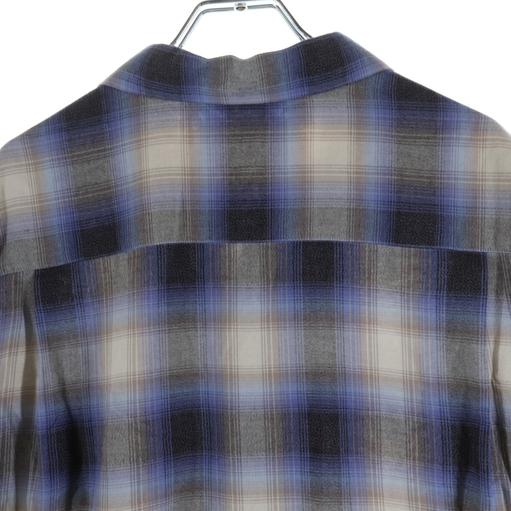 WACKO MARIA(ワコマリア) 24SS OMBRE CHECK OPEN COLLAR SHIRT S/S レーヨン オンブレチェック柄 半袖シャツ パープル 24SS-WMS-OC10
