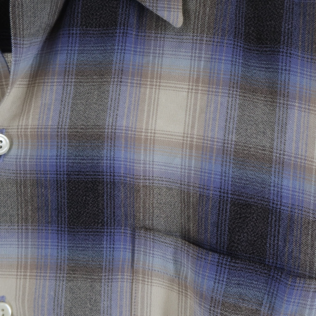 WACKO MARIA(ワコマリア) 24SS OMBRE CHECK OPEN COLLAR SHIRT S/S レーヨン オンブレチェック柄 半袖シャツ パープル 24SS-WMS-OC10