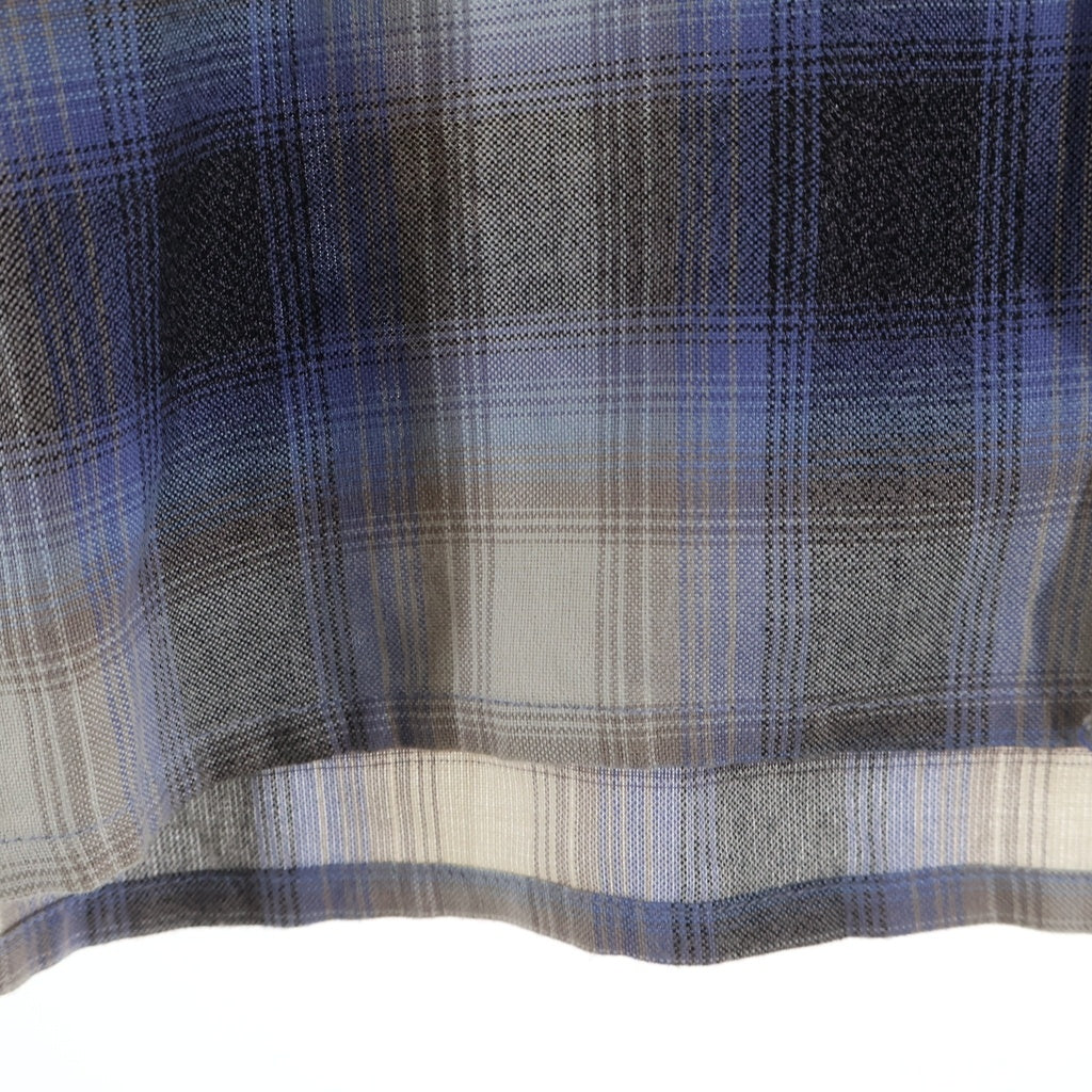 WACKO MARIA(ワコマリア) 24SS OMBRE CHECK OPEN COLLAR SHIRT S/S レーヨン オンブレチェック柄 半袖シャツ パープル 24SS-WMS-OC10