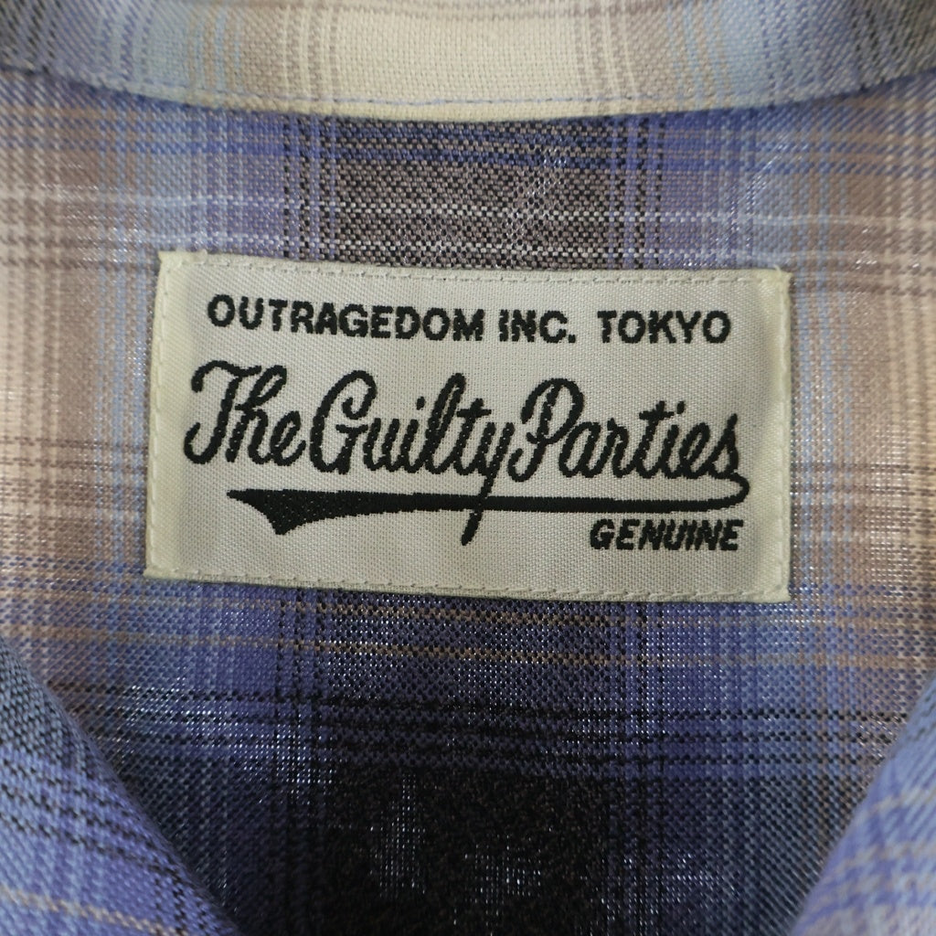 WACKO MARIA(ワコマリア) 24SS OMBRE CHECK OPEN COLLAR SHIRT S/S レーヨン オンブレチェック柄 半袖シャツ パープル 24SS-WMS-OC10