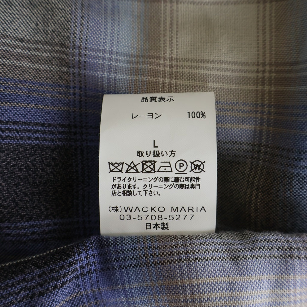 WACKO MARIA(ワコマリア) 24SS OMBRE CHECK OPEN COLLAR SHIRT S/S レーヨン オンブレチェック柄 半袖シャツ パープル 24SS-WMS-OC10