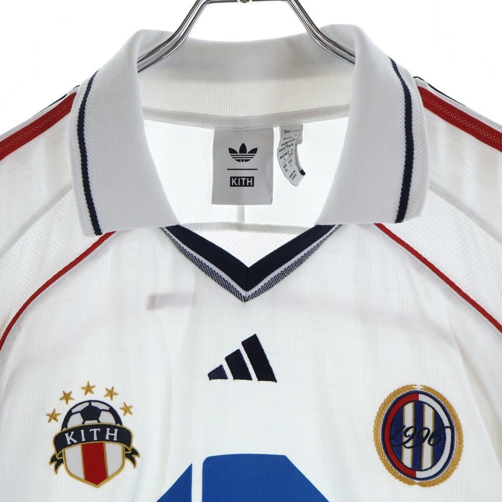 adidas(アディダス) ×KITH FOOTBALL CHASE LONG SLEEVE JERSEY キス フットボール チェイス ジャージー プルオーバー 長袖ゲームTシャツ カットソー ホワイト JF3237