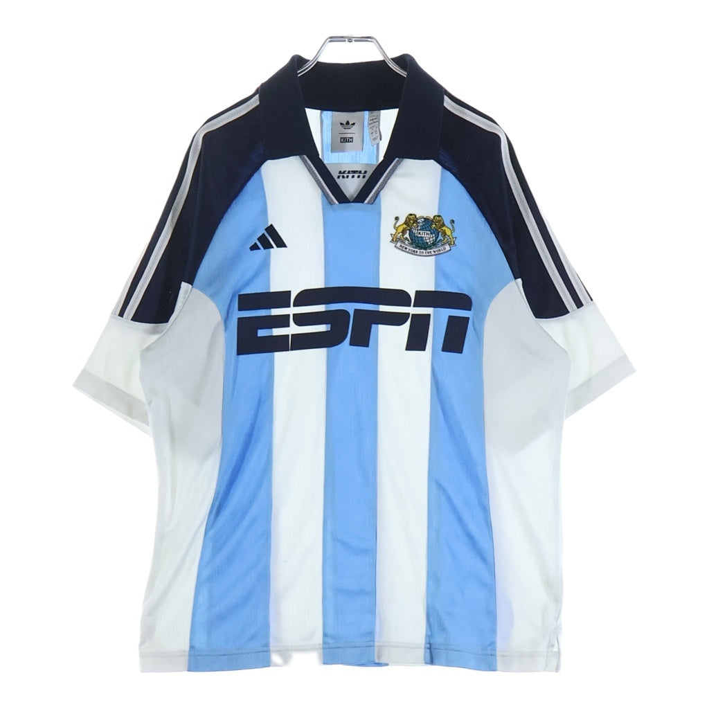 adidas(アディダス) 25SS×KITH FOOTBALL ESPN JERSEY キス フットボール ジャージ プルオーバー 半袖ゲームTシャツ カットソー ホワイト/ブルー JF3233