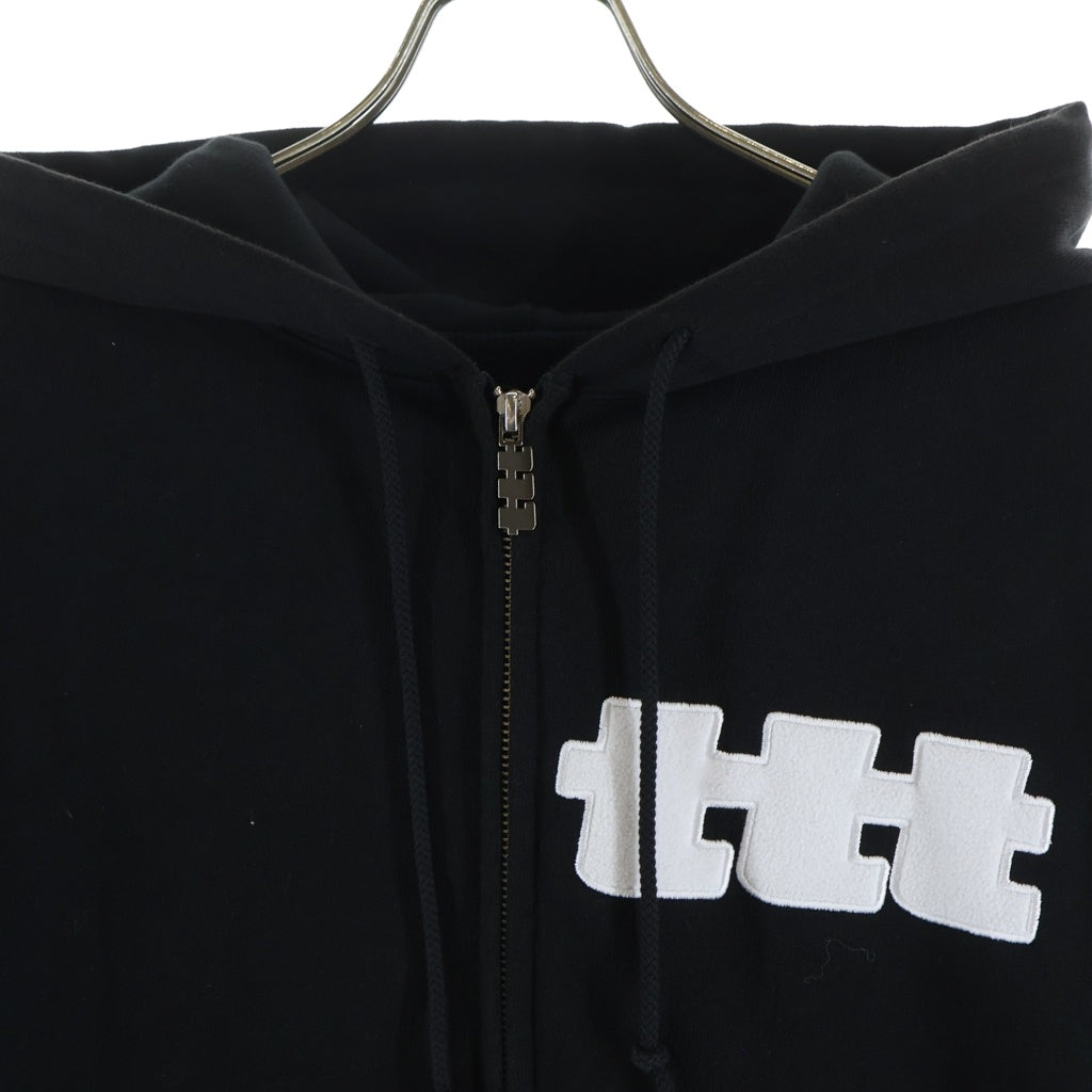 TTT_MSW(ティーモダンストリートウェア) 25SS LOGO ZIPUP HOODIE スウェット フロントロゴエンブロイダリー フーデッド ジップアップパーカー ブラック TTT-25SS-CT03