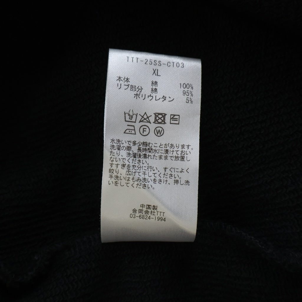 TTT_MSW(ティーモダンストリートウェア) 25SS LOGO ZIPUP HOODIE スウェット フロントロゴエンブロイダリー フーデッド ジップアップパーカー ブラック TTT-25SS-CT03