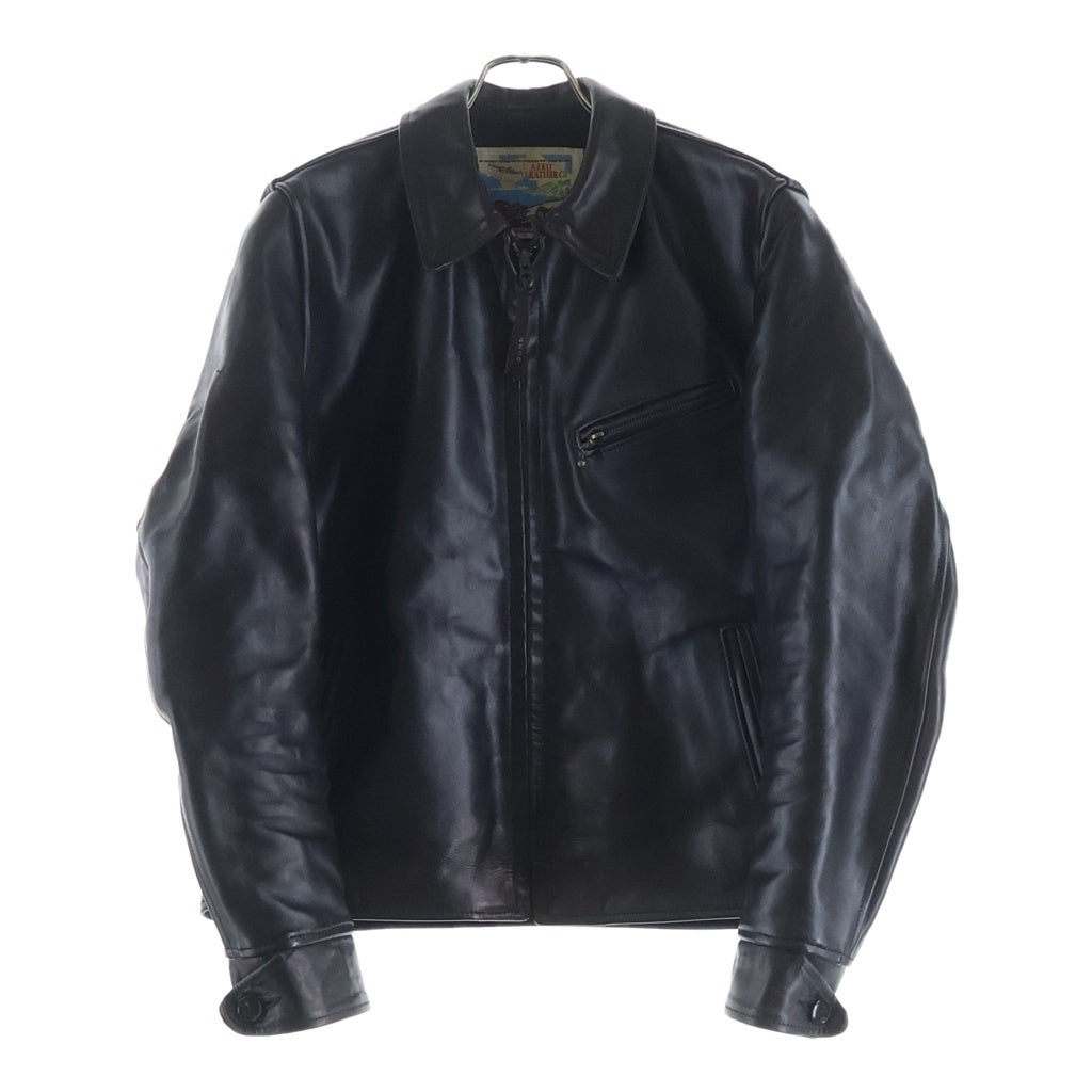 AERO LEATHER(エアロレザー) HORSEHIDE HALF BELT RIDERS LEATHER JACKET ホースハイド ハーフベルト ライダース レザー ジャケット ブラック