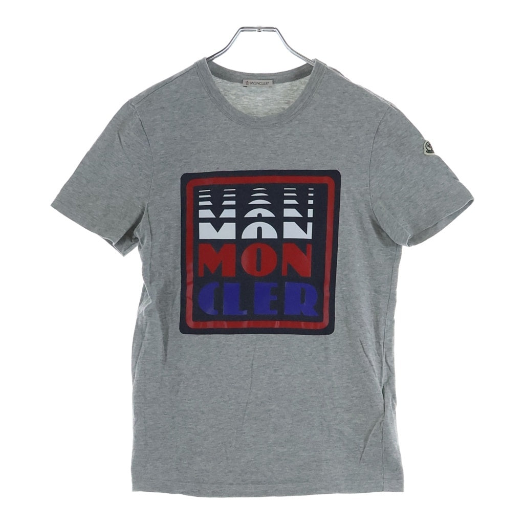 MONCLER(モンクレール) 20SS MAGLIA T-SHIRT マリア フロントプリント ロゴワッペン クルーネック半袖Tシャツ カットソー グレー F10918C71010 8390T