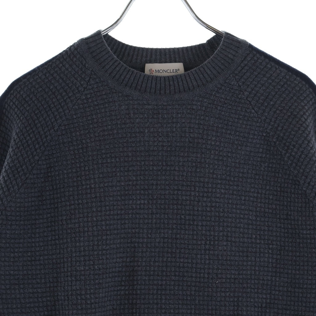 MONCLER(モンクレール) 21AW GIROCOLLO TRICOT ウール ロゴワッペン ワッフルニット セーター グレー G20919C00030 A9364