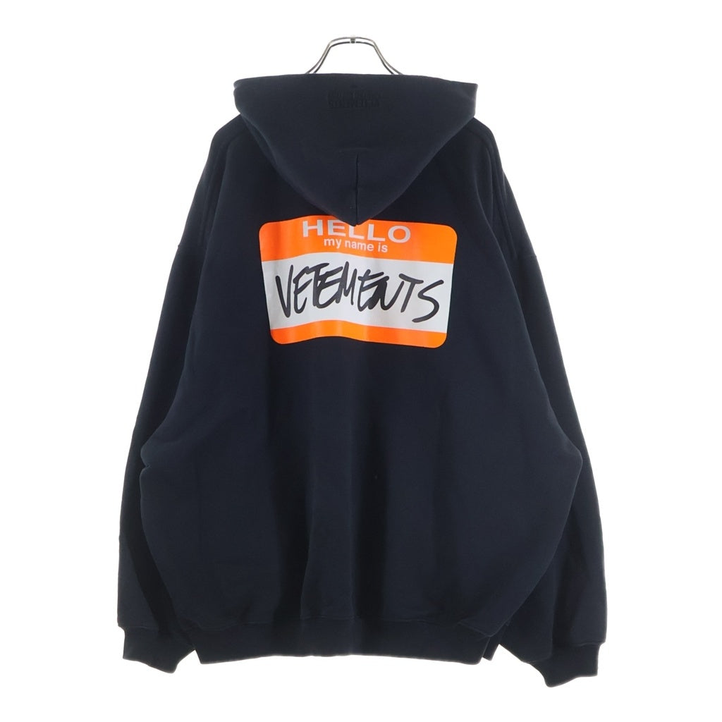 VETEMENTS(ヴェトモン) MY NAME IS HOODIE マイネームイズ オーバーサイズフーディ プルオーバーパーカー ブラック UE54HD340B