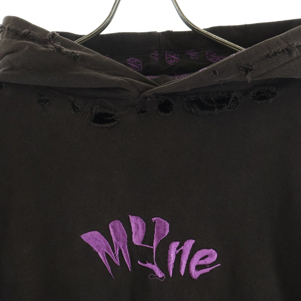 cvtvlist(カタリスト) 22AW ×MYne LOGO USUAL HOODIE マイン 刺繍ロゴ フーディー プルオーバーパーカー ブラウン GCLHD104