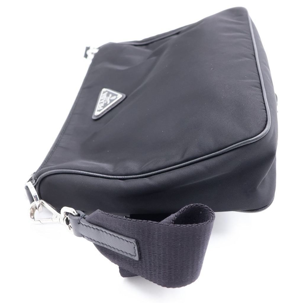 PRADA(プラダ) Re-Nylon Shoulder Bag リナイロン トライアングルロゴ ポーチ付きショルダーバッグ ブラック 2VH113