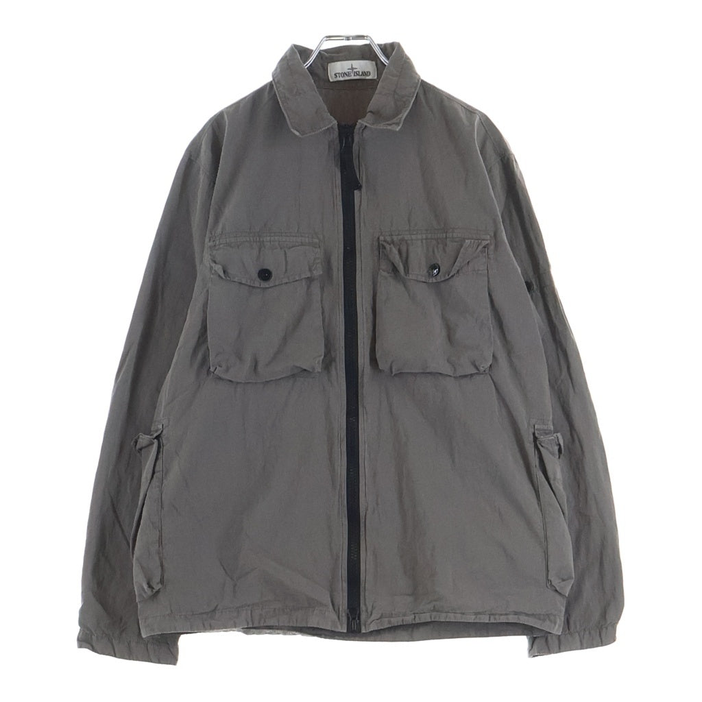 STONE ISLAND(ストーンアイランド) GARMENT DYED TWIN POCKET OVERSHIRT ガーメントダイド ツウィンポケット ジップアップオーバーシャツジャケット グレー701512208