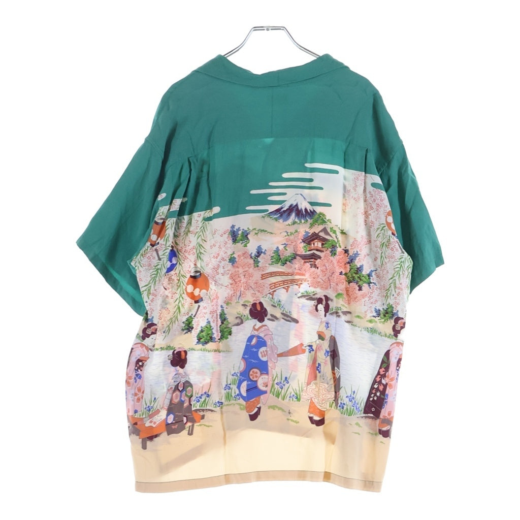 SUN SURF(サンサーフ) RAYON HAWAIIAN SHIRT レーヨン 抜染プリント 半袖ハワイシャツ グリーン/ホワイト SS38030