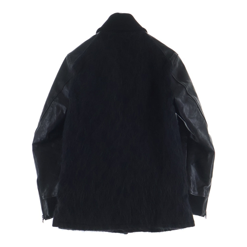 ISAMU KATAYAMA BACKLASH(イサムカタヤマバックラッシュ) MOHAIR WOOL JAPAN HORSE LEATHER JACKET モヘア混ウール アームホースレザー切替 ブルゾン ジャケット ブラック 1617-02