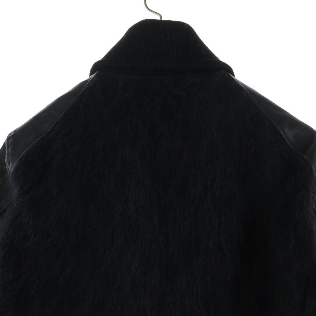 ISAMU KATAYAMA BACKLASH(イサムカタヤマバックラッシュ) MOHAIR WOOL JAPAN HORSE LEATHER JACKET モヘア混ウール アームホースレザー切替 ブルゾン ジャケット ブラック 1617-02