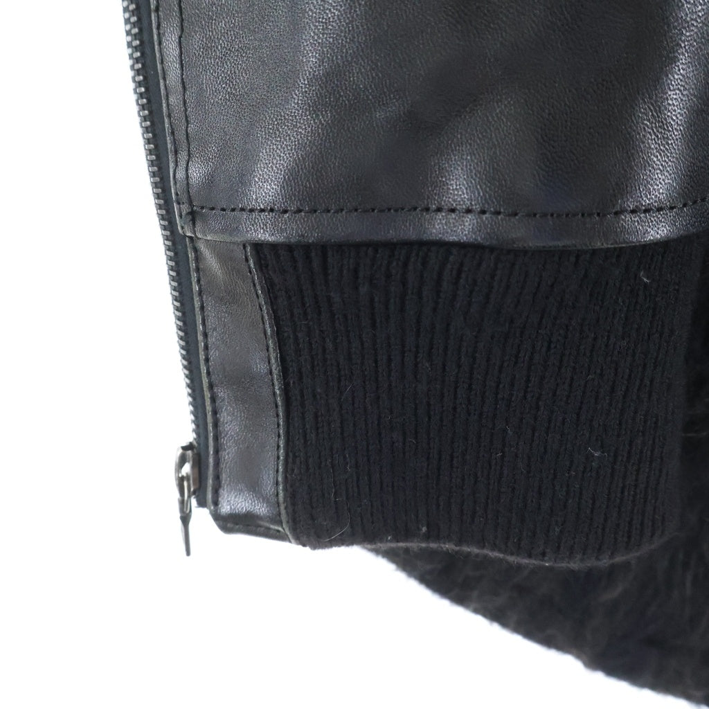 ISAMU KATAYAMA BACKLASH(イサムカタヤマバックラッシュ) MOHAIR WOOL JAPAN HORSE LEATHER JACKET モヘア混ウール アームホースレザー切替 ブルゾン ジャケット ブラック 1617-02