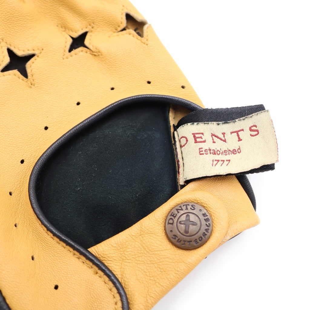 DENTS(デンツ) ×THE SUITED RACER TOUCHSCREEN LEATHER DRIVING GLOVE スーツドレーサー ヘアシープレザー レザードライビンググローブ ベージュ/ブラック 5-1000