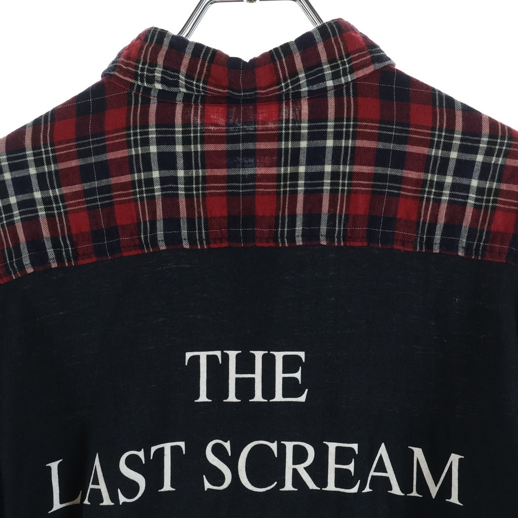 UNDERCOVERISM(アンダーカバイズム) 07SS ARCHIVE PURPLE期 THE LAST SCREAM OF ZAMIANG シワ加工 チェック バックプリント 長袖シャツ レッド アーカイブ 7S229-SH7