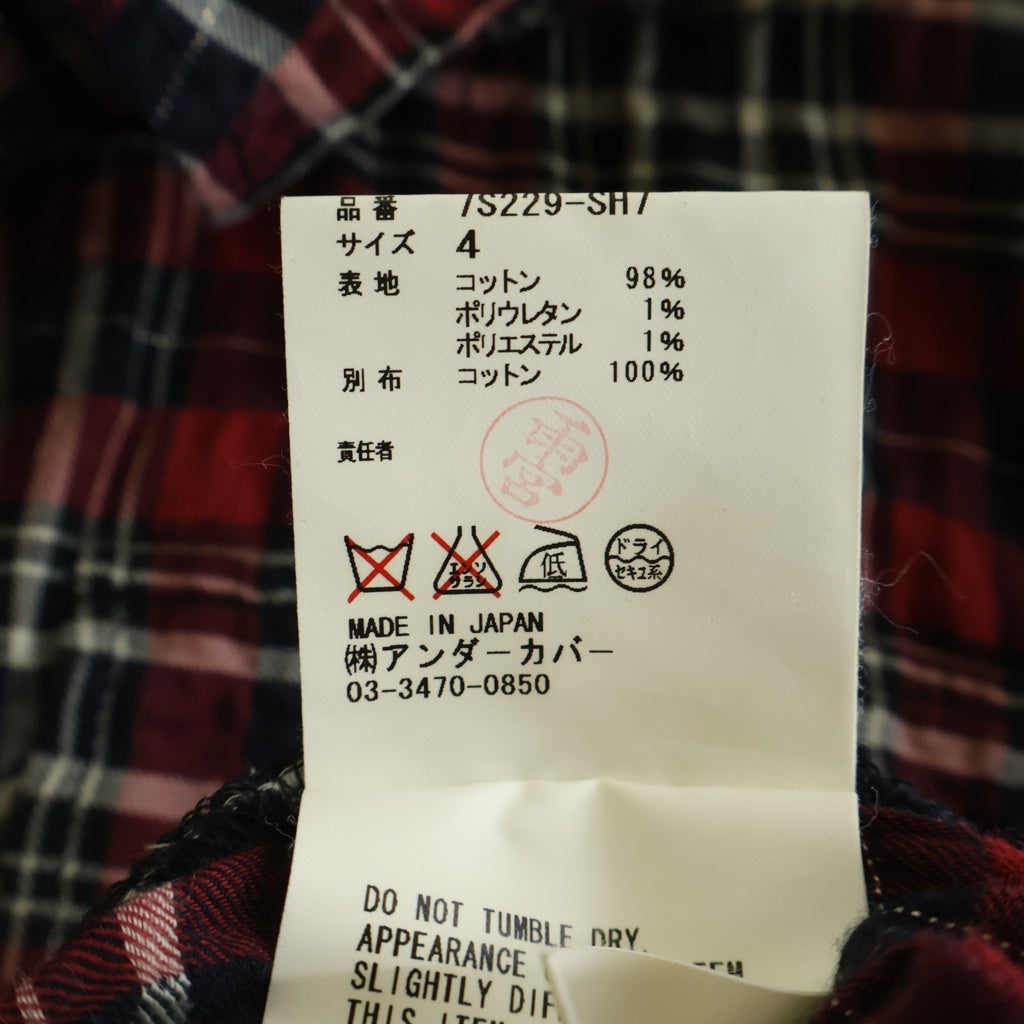 UNDERCOVERISM(アンダーカバイズム) 07SS ARCHIVE PURPLE期 THE LAST SCREAM OF ZAMIANG シワ加工 チェック バックプリント 長袖シャツ レッド アーカイブ 7S229-SH7
