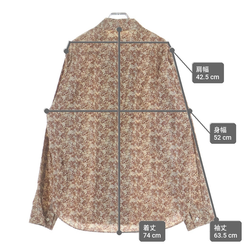 NUMBER (N)INE(ナンバーナイン) 03AW ARCHIVE カート期 花柄 コットン ボタンダウン リバティ 長袖シャツ ブラウン アーカイブ
