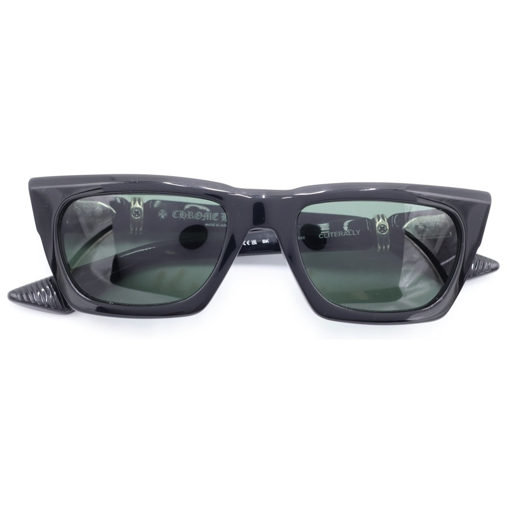 CHROME HEARTS(クロムハーツ) CLITERALLY ロゴ刻印テンプル キャットアイフレーム サングラス メガネ ブラック