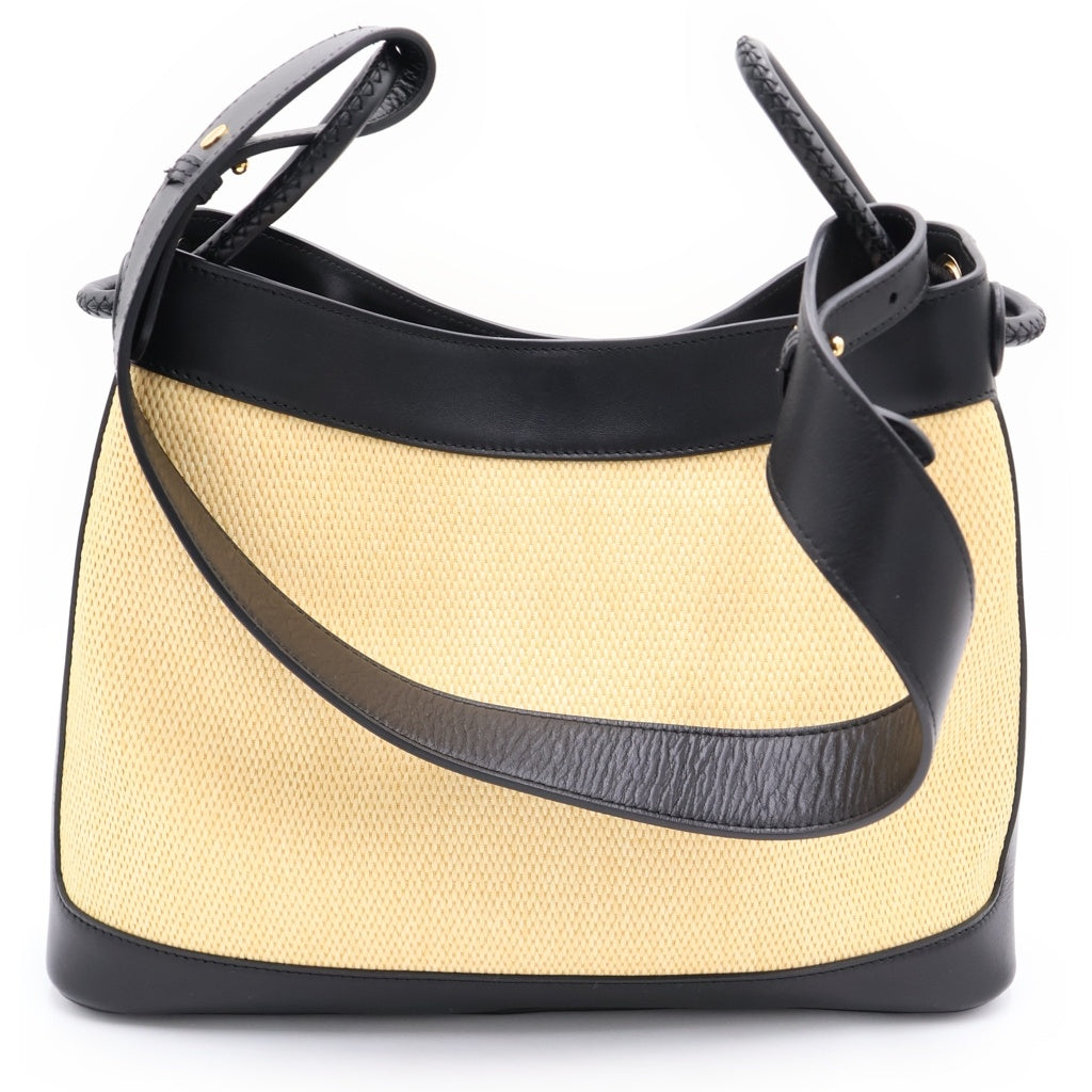 NO BRAND(ノーブランド) Elleme Paris Vosges Canvas エレメ パリ ヴォージュ キャンバス レザー切り替え ショルダーバッグ ベージュ/ブラック レディース