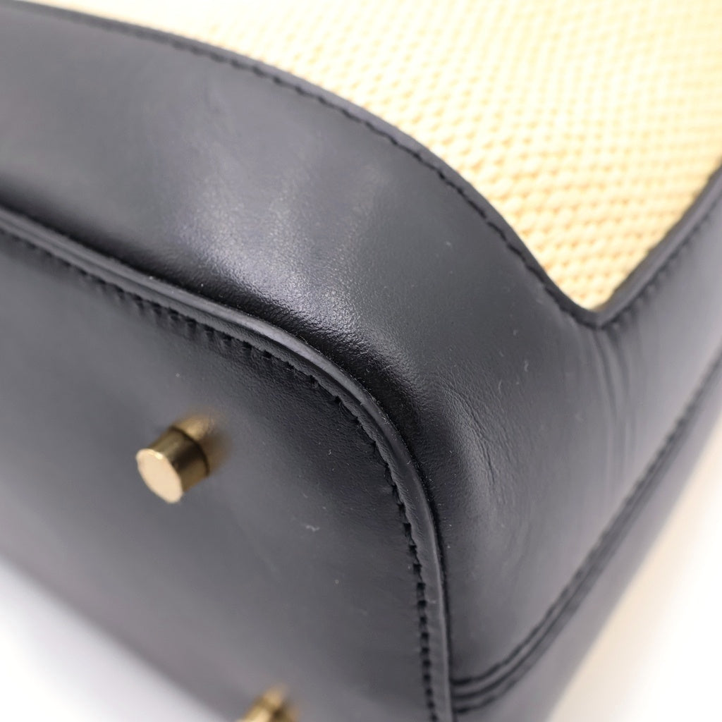 NO BRAND(ノーブランド) Elleme Paris Vosges Canvas エレメ パリ ヴォージュ キャンバス レザー切り替え ショルダーバッグ ベージュ/ブラック レディース