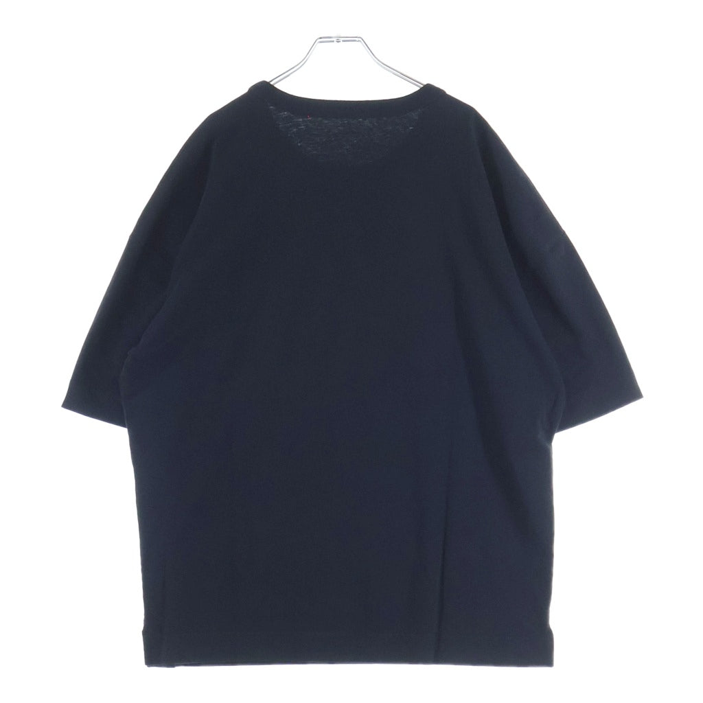 LEMAIRE(ルメール) 24SS BOXY T-SHIRT ポケット付 コットンリネン オーバーサイズTシャツ 半袖クルーネックカットソー ブラック TO1165 LJ1010