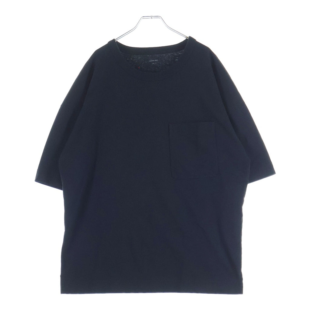 LEMAIRE(ルメール) 24SS BOXY T-SHIRT ポケット付 コットンリネン オーバーサイズTシャツ 半袖クルーネックカットソー ブラック TO1165 LJ1010