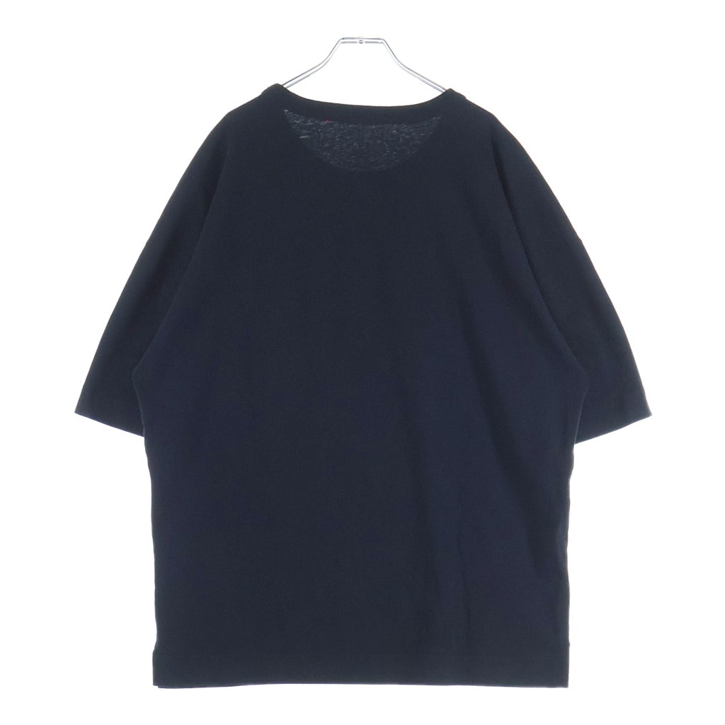 LEMAIRE(ルメール) 24SS BOXY T-SHIRT ポケット付 コットンリネン オーバーサイズTシャツ 半袖クルーネックカットソー ブラック TO1165 LJ1010
