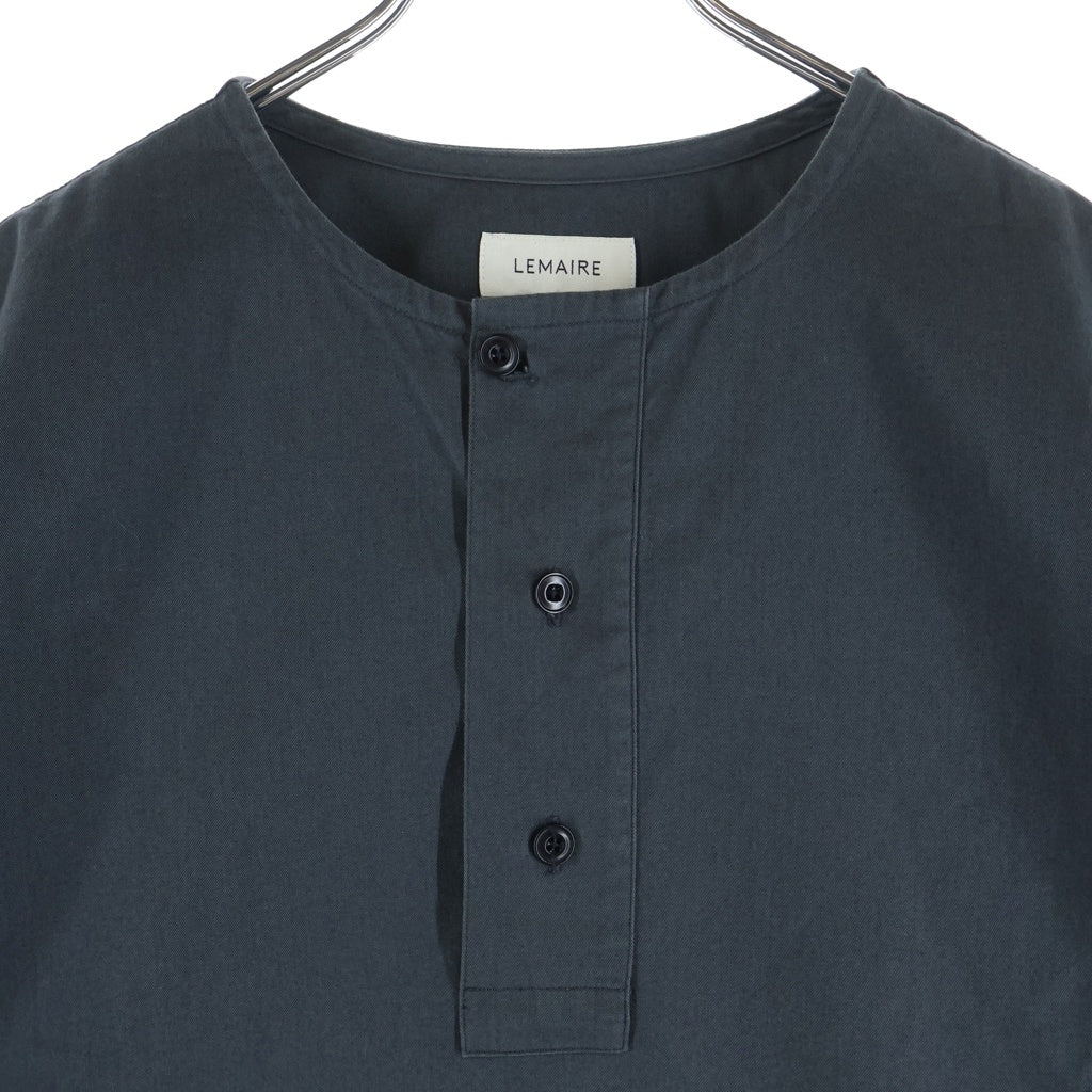 LEMAIRE(ルメール) 18AW ノーカラー 長袖コットンプルオーバーシャツ グレー M183 TO118 LF272