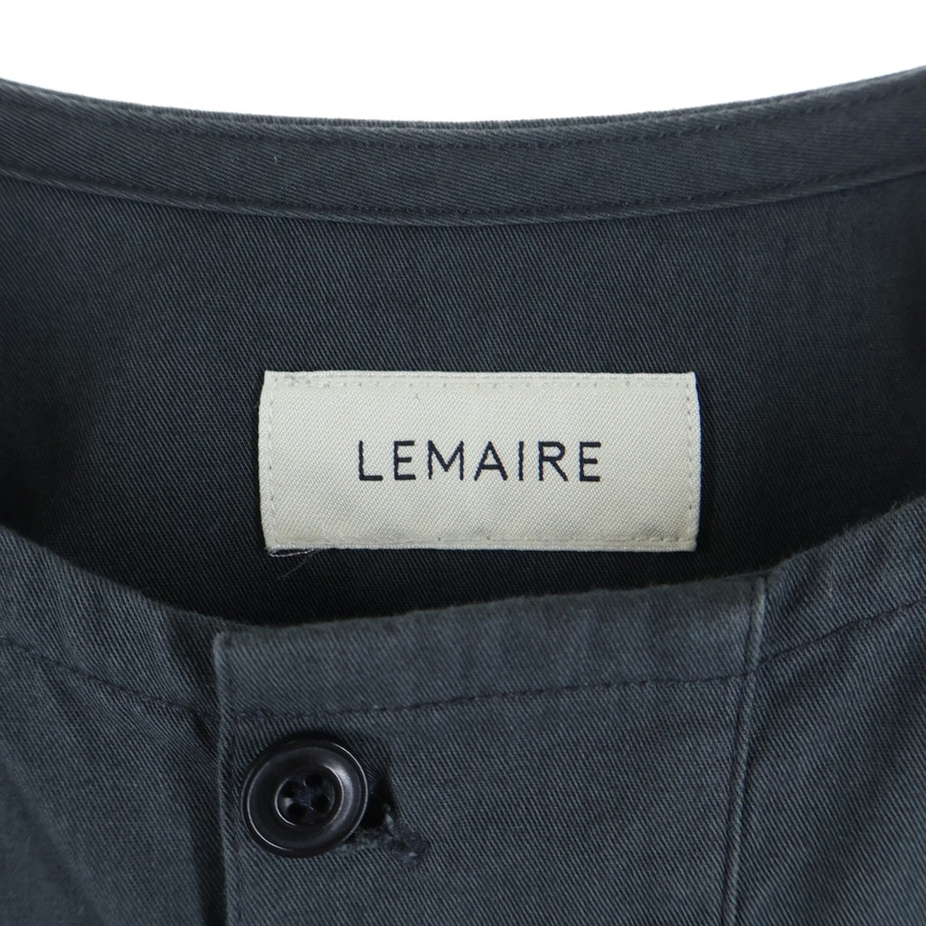 LEMAIRE(ルメール) 18AW ノーカラー 長袖コットンプルオーバーシャツ グレー M183 TO118 LF272