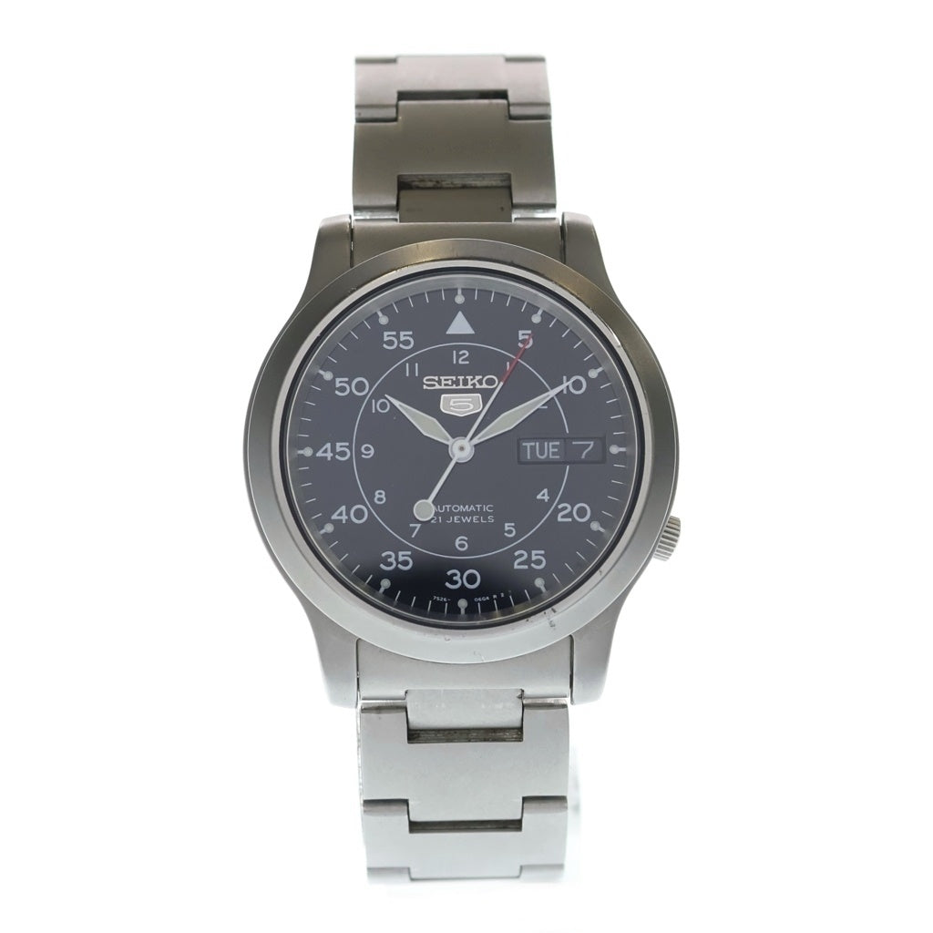 SEIKO(セイコー) SEIKO 5 セイコー5 ブラック文字盤 自動巻き シースルーバック 腕時計 シルバー SNK809K1